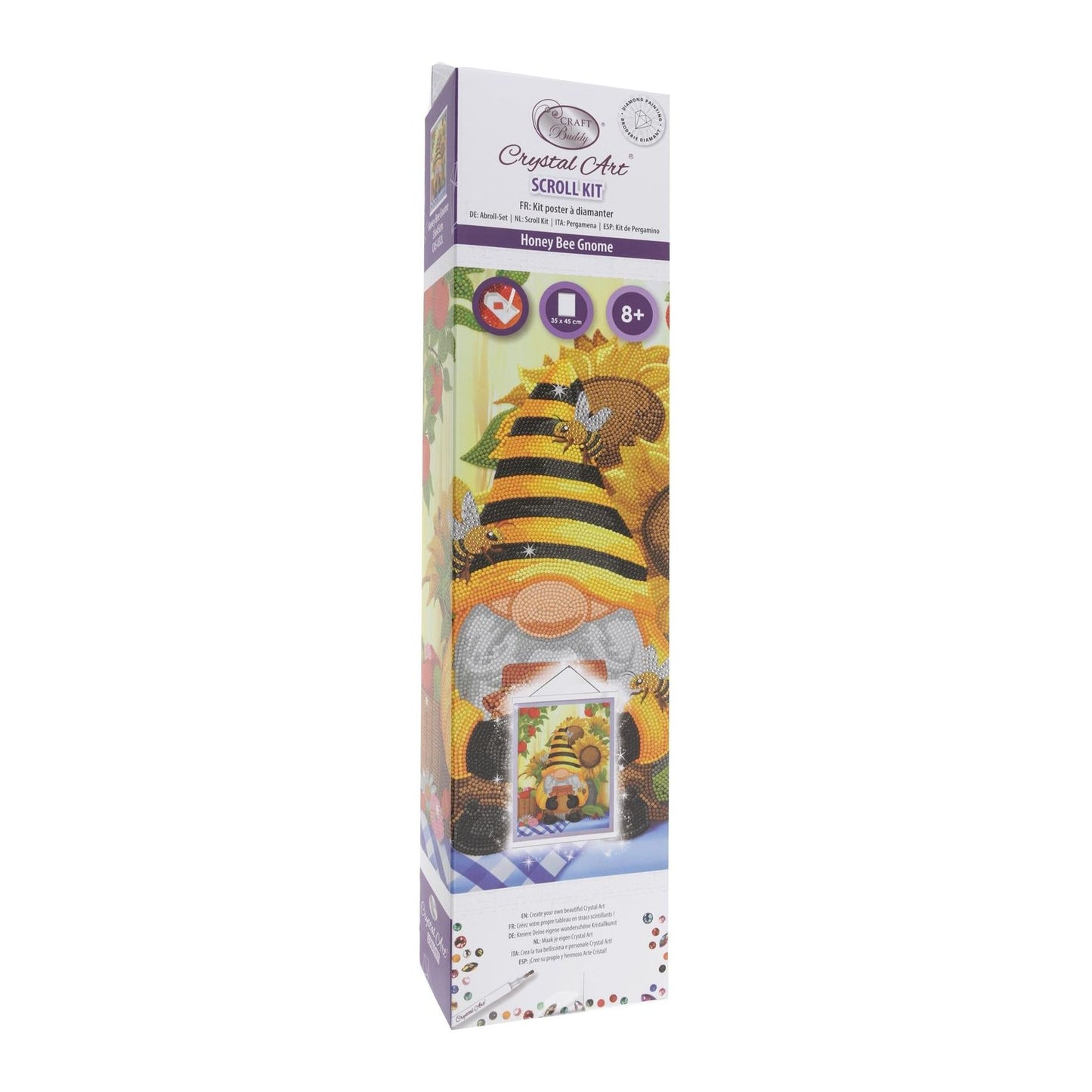 Honey Bee Gnome 35x45cm Crystal Art Scroll