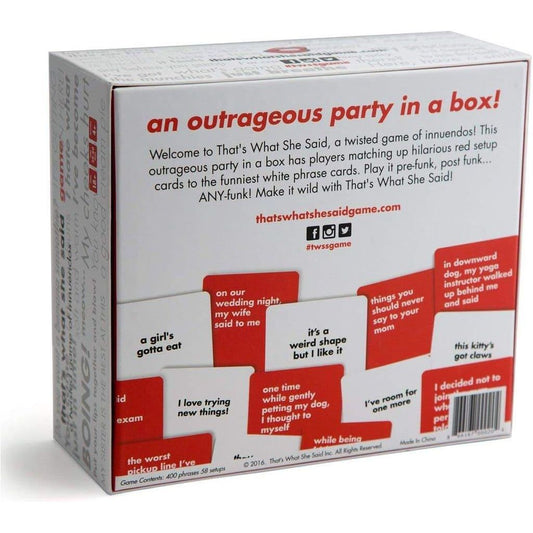 Genuine That's What She Said The Adults Party Game of Twisted Innuendos