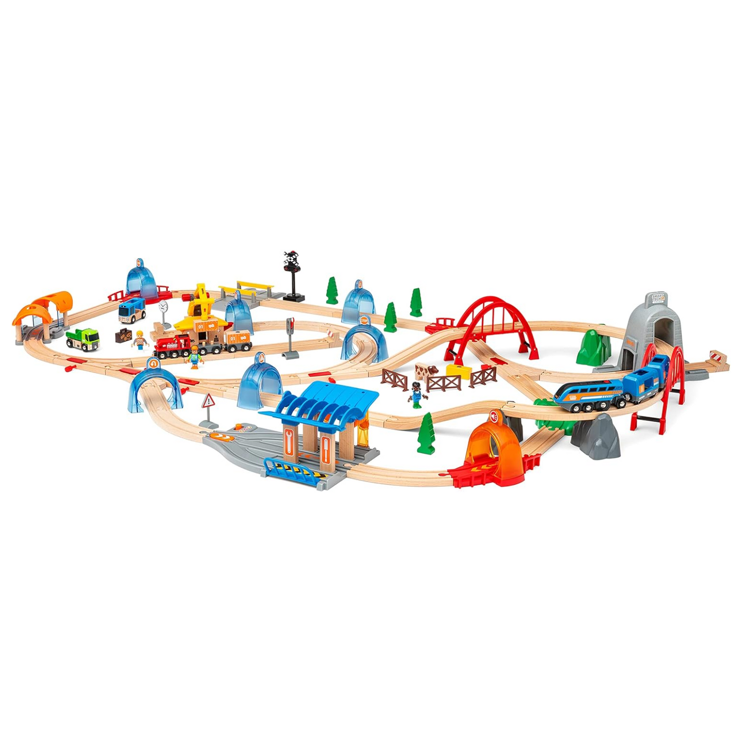 BRIO World Smart Tech Sound Action Tunnel Deluxe Battery Powered Train Set for Kids Age 3 Years Up - Wooden Railway Expansions and Accessories