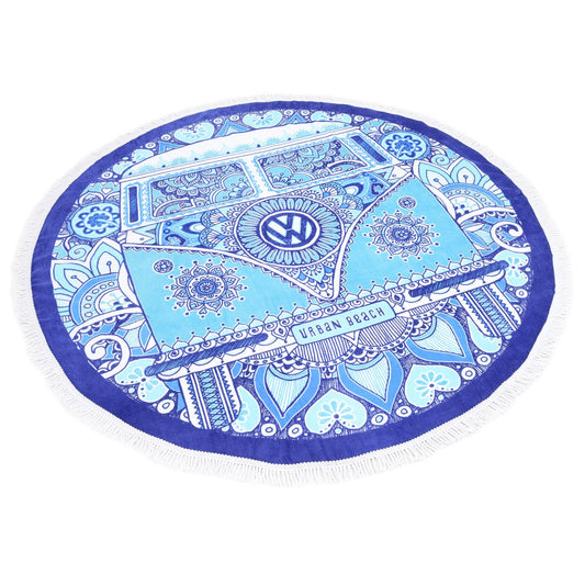 Volkswagen Peace & Love Beach Towel Round White Fringed