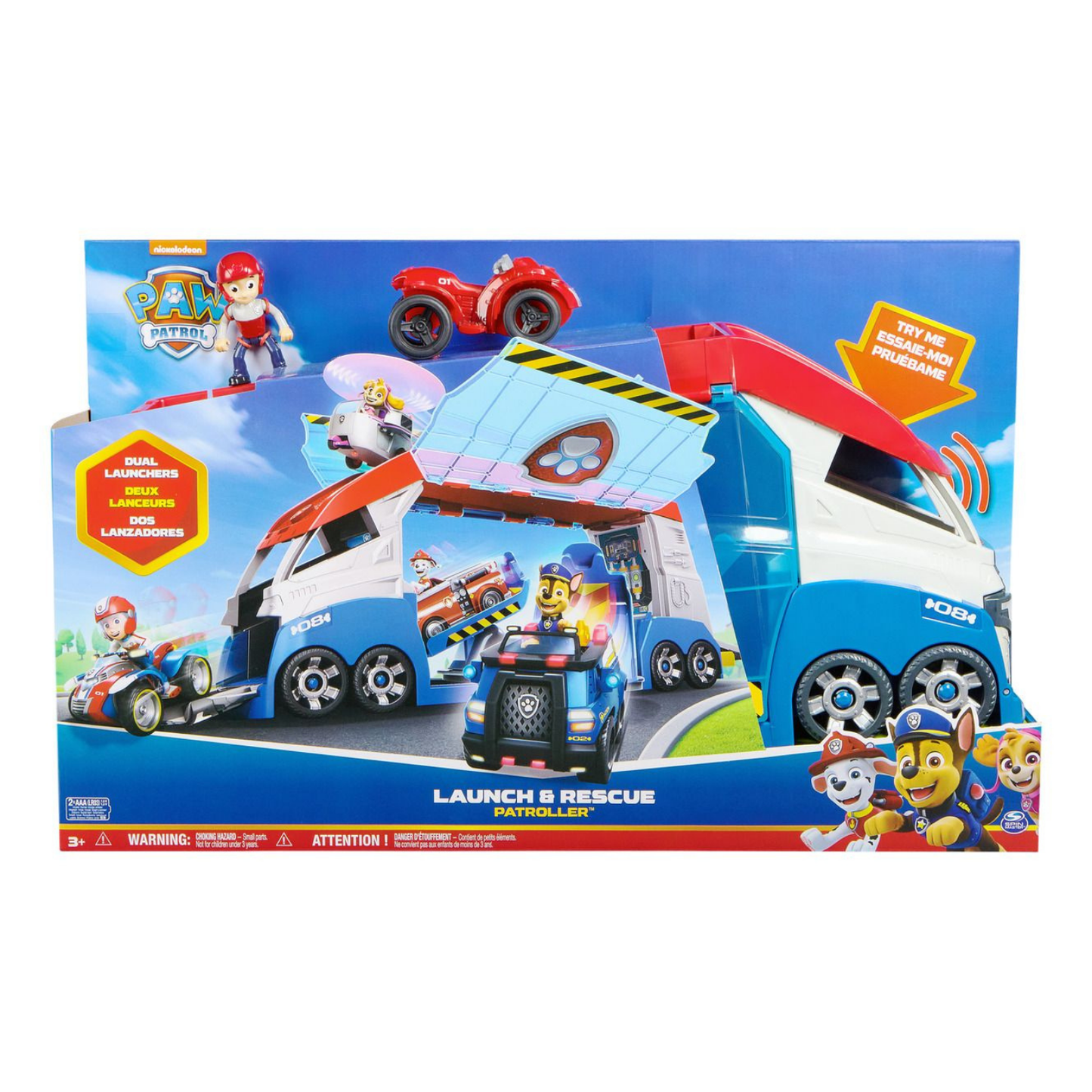 Paw Patrol, Transforming PAW Patroller with Vehicle Launchers, Lights & Sounds, Ryder Action Figure & ATV Toy Car, Kids’ Toys for Boys & Girls