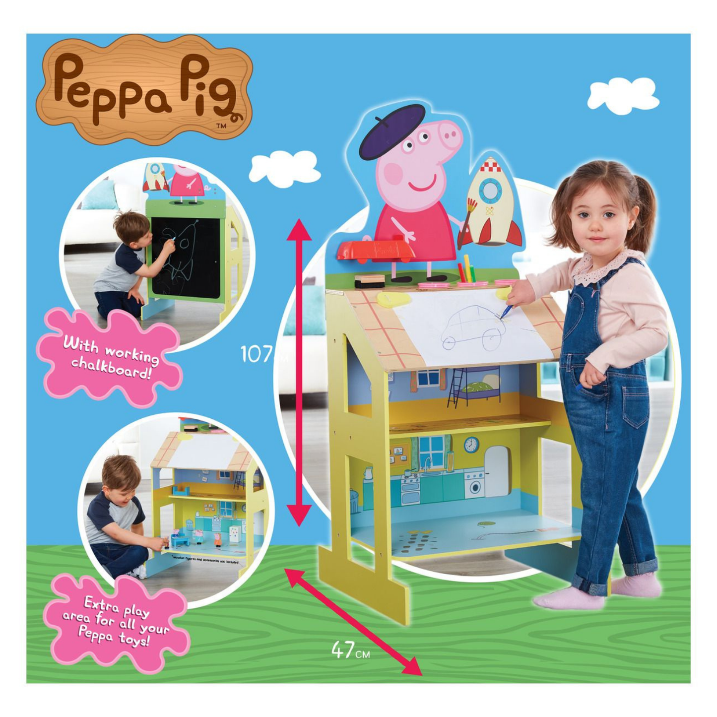 Peppa Pig Play & Draw Wooden Easel