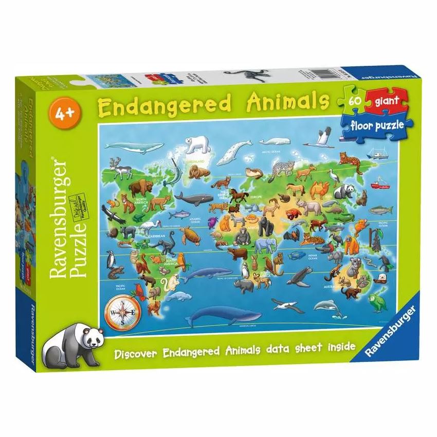 Endangered Animals Giant Floor Puzzle, 60pc