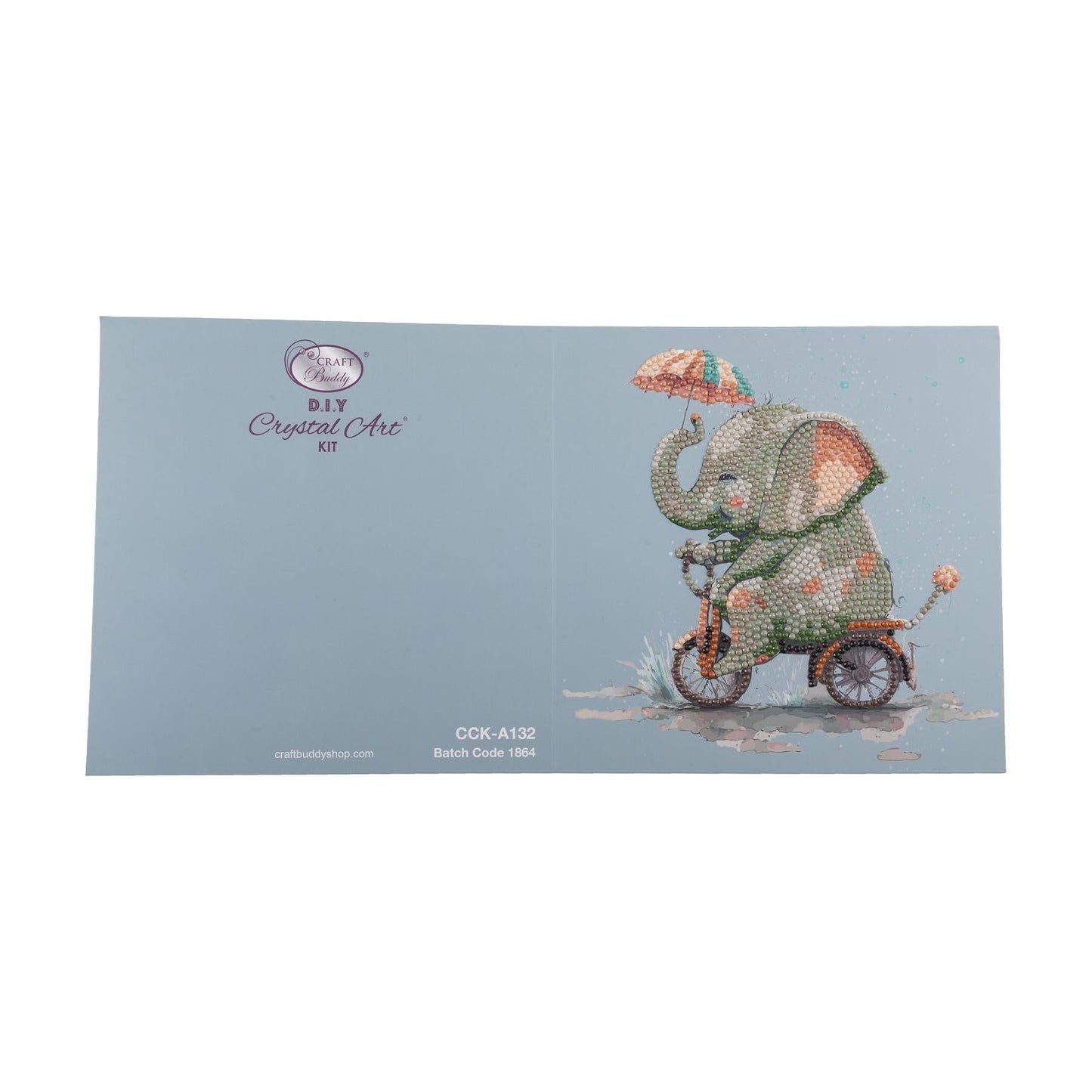 Elephant 18x18cm Crystal Art Card
