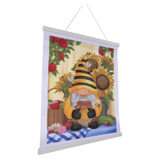 Honey Bee Gnome 35x45cm Crystal Art Scroll