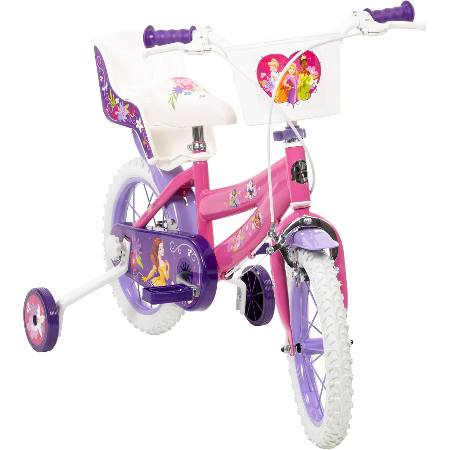 Toimsa Disney Princess 14" Bicycle, with Stabilisers, Basket and Doll Carrier