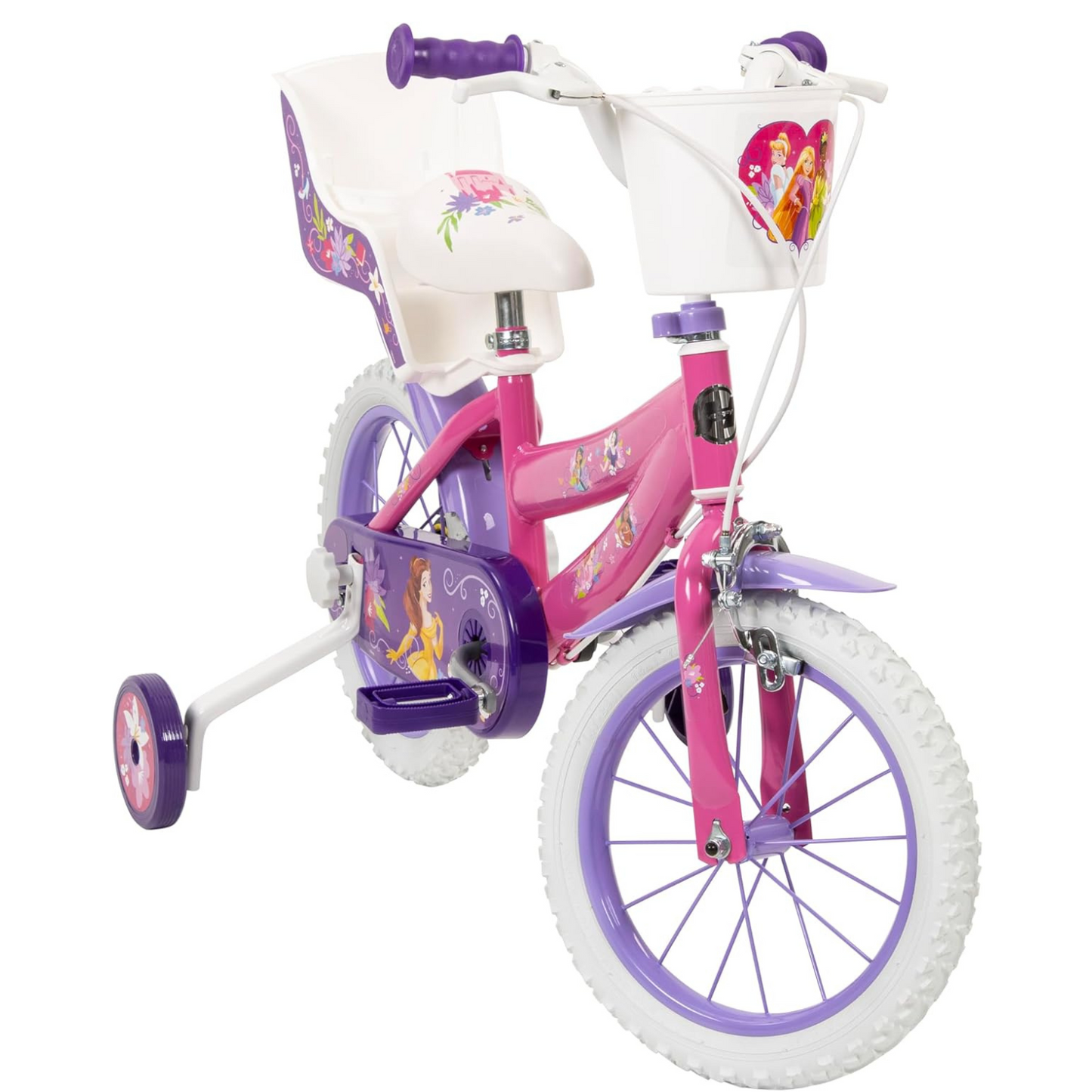 Toimsa Disney Princess 14" Bicycle, with Stabilisers, Basket and Doll Carrier