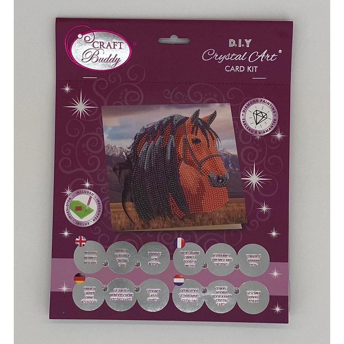 Horse 18x18cm Crystal Art Card