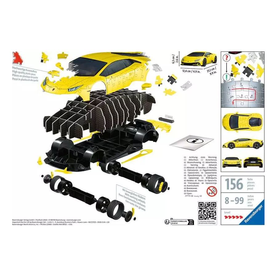 Lamborghini Huracan 3D Puzzle 108pc Yellow