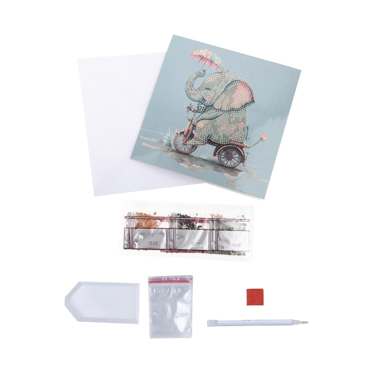 Elephant 18x18cm Crystal Art Card