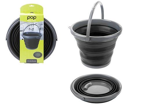 Summit Pop! Collapsible Bucket with Handle 10L Black/Grey
