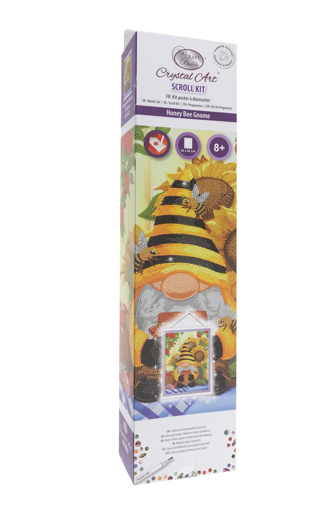 Honey Bee Gnome 35x45cm Crystal Art Scroll