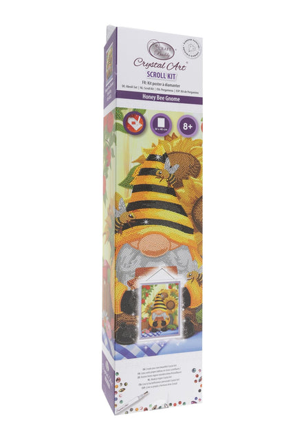 Honey Bee Gnome 35x45cm Crystal Art Scroll