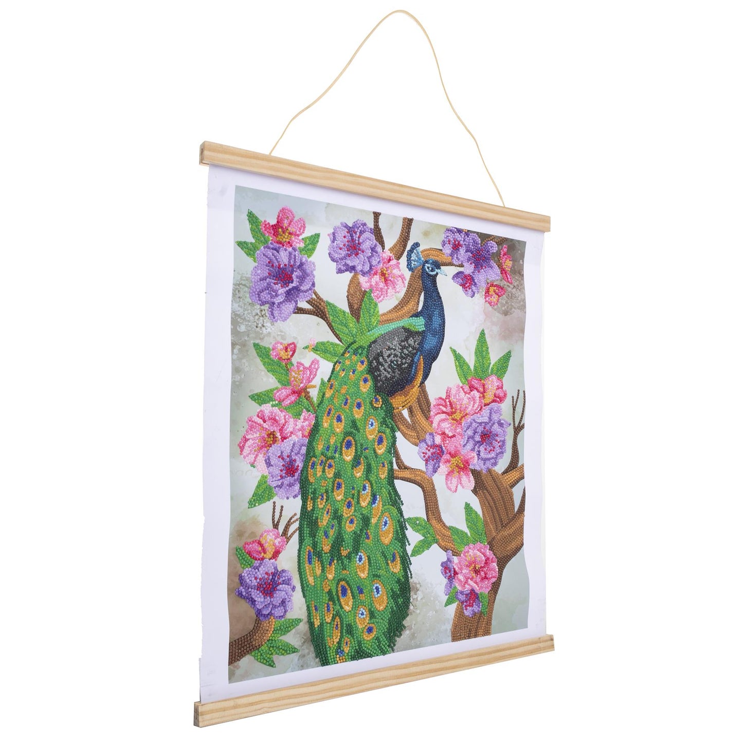 Peacock Peony 35x45cm Crystal Art Scroll