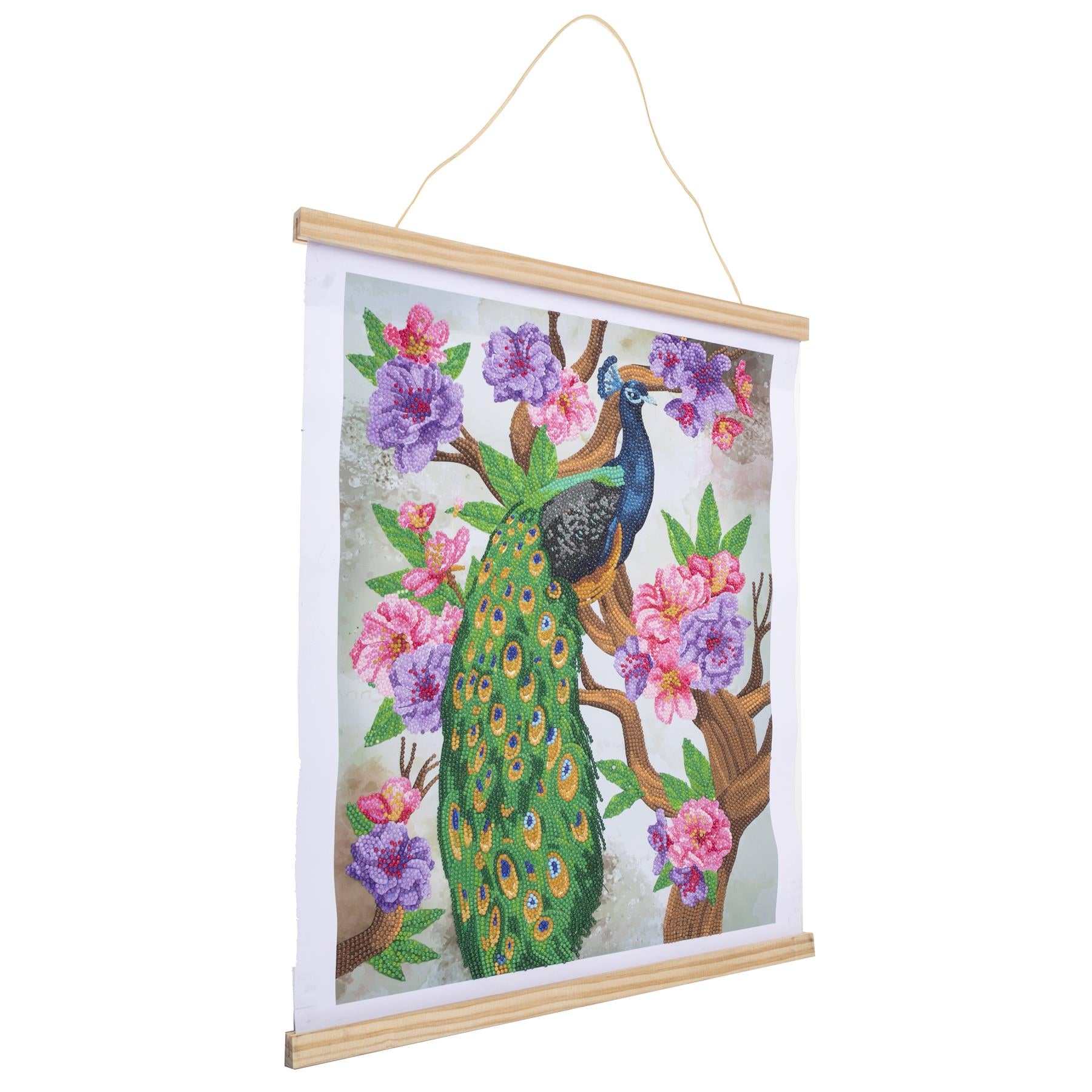 Peacock Peony 35x45cm Crystal Art Scroll