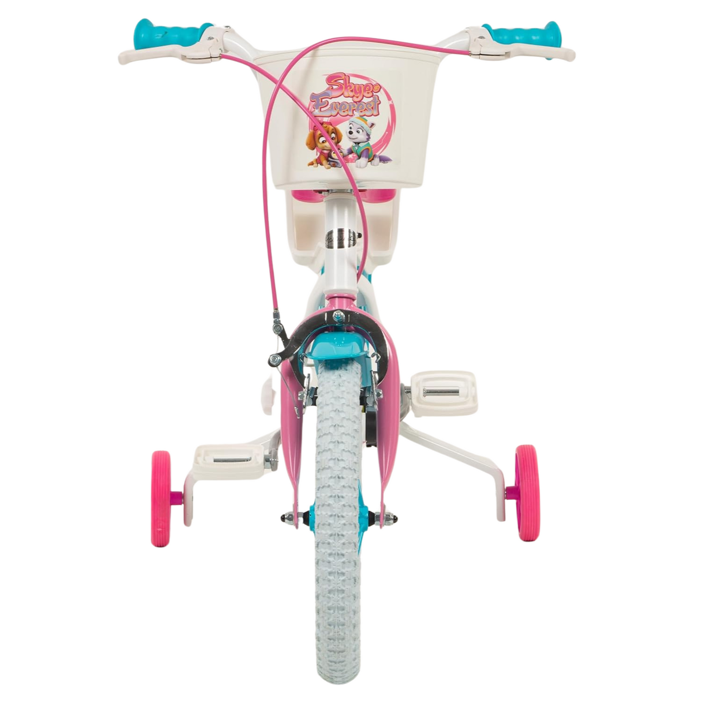 Toimsa Paw Patrol Skye and Everest, 14" Bicycle with Basket, Doll Seat and Training Wheel Stabilisers
