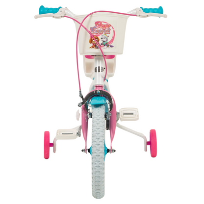 Toimsa Paw Patrol Skye and Everest, 14" Bicycle with Basket, Doll Seat and Training Wheel Stabilisers