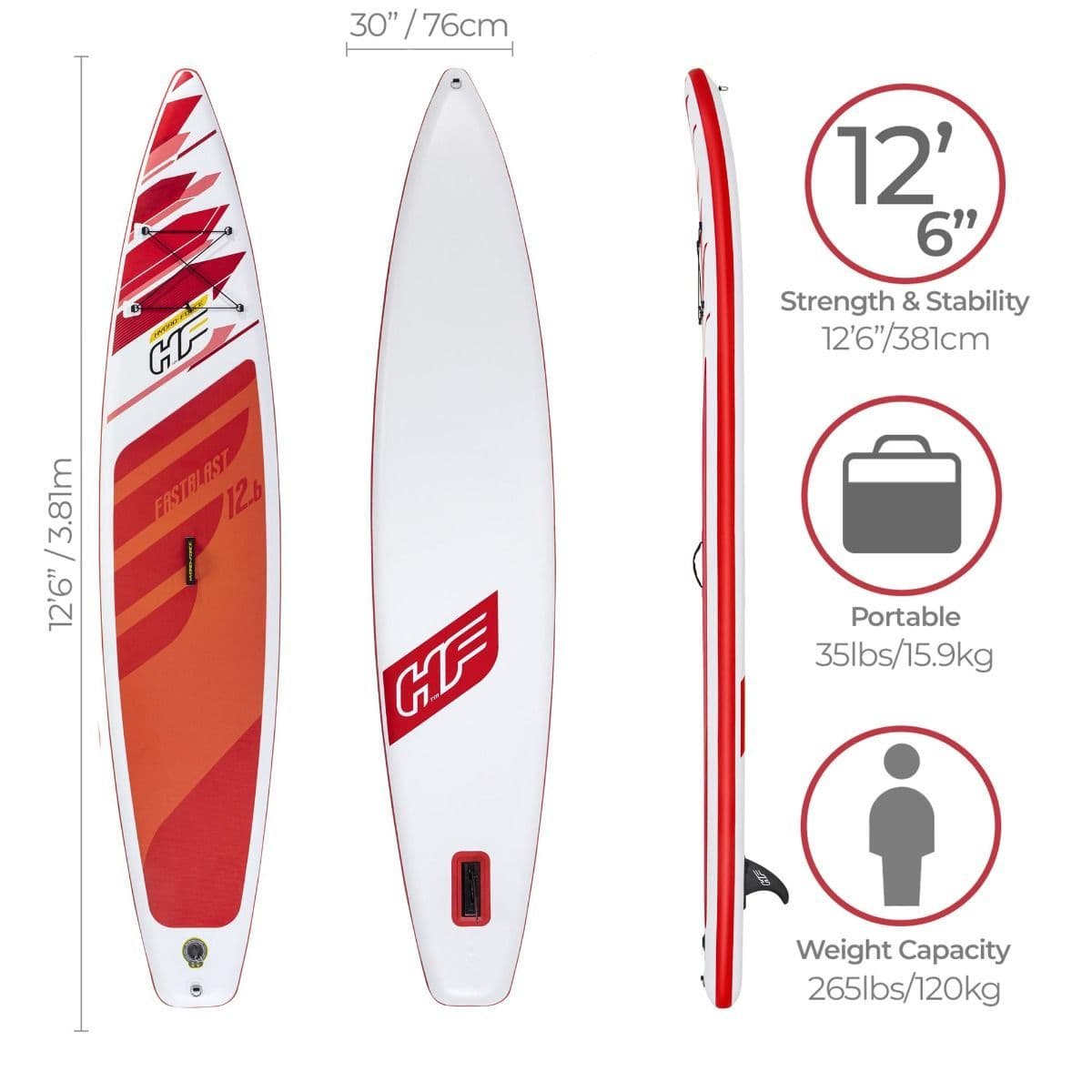 12ft 6" HydroForce Paddle Board Fastblast Tech SUP Set