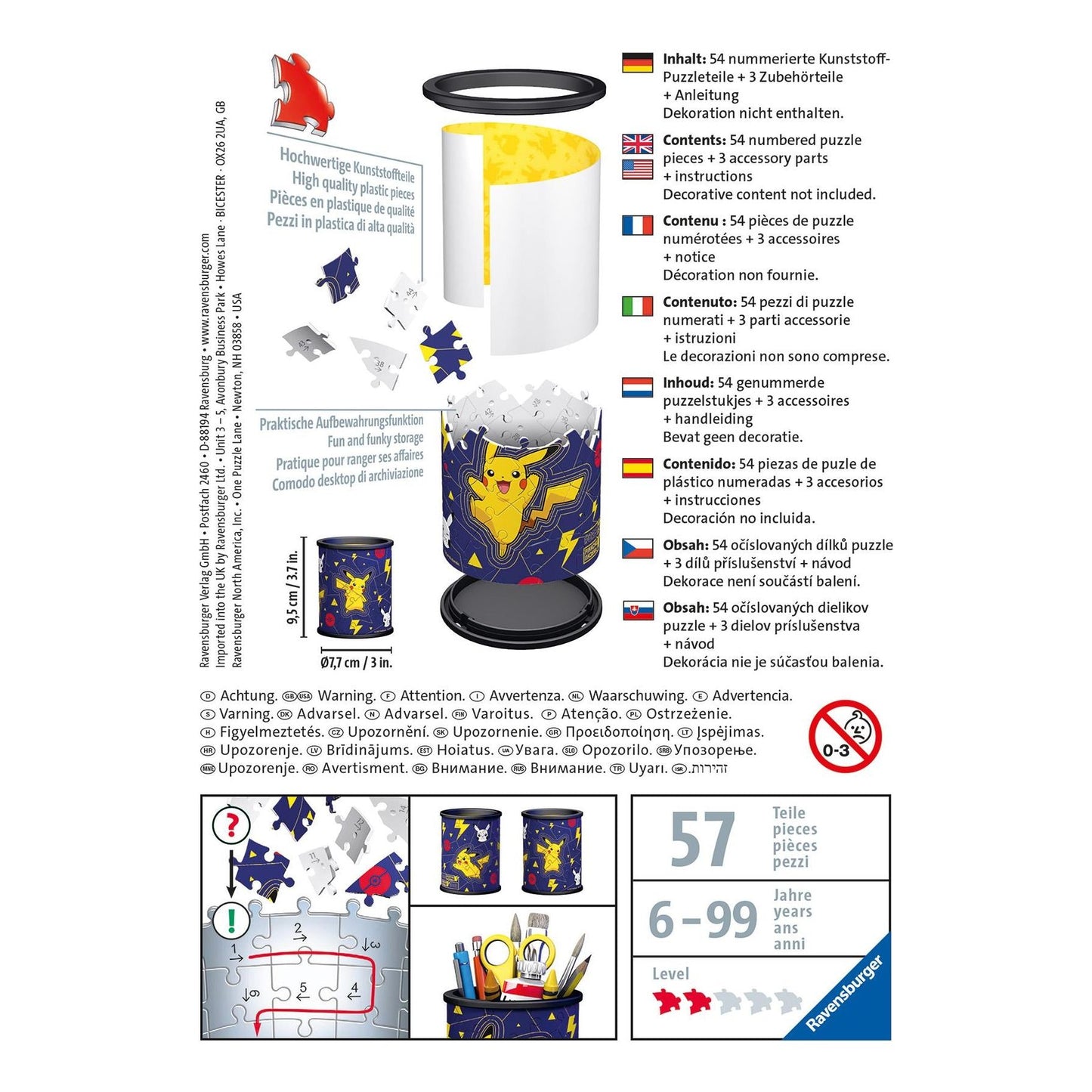Pokemon Pencil Holder 3D Puzzle, 54pc