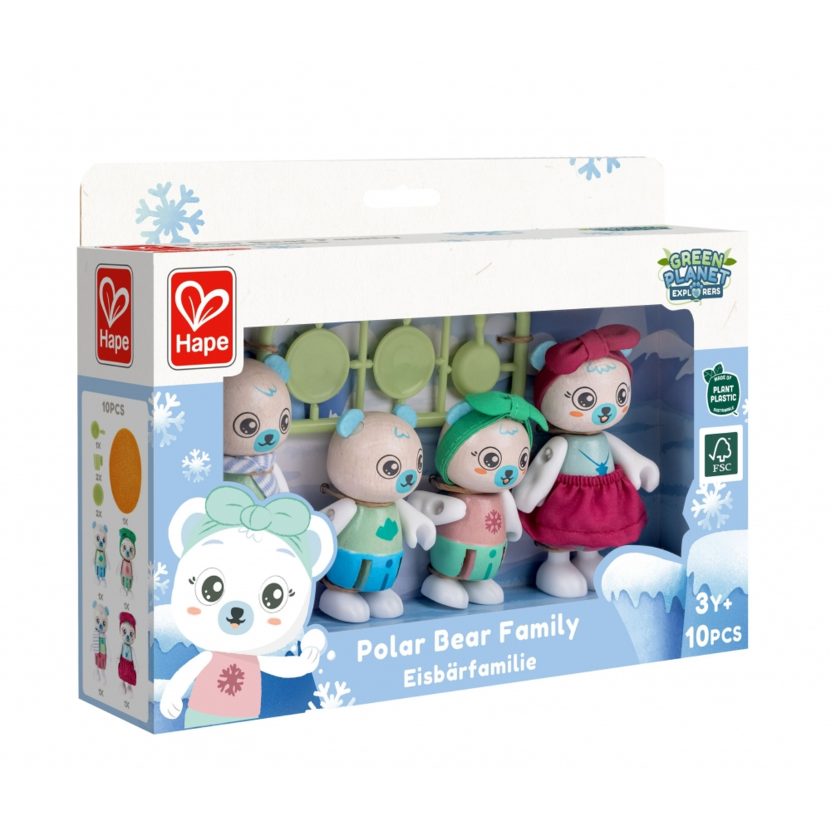 Hape Green Planet Polar Bear Family toy set