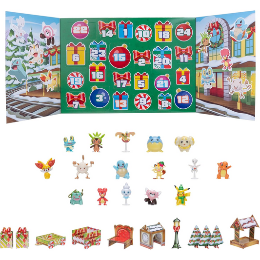 Pokémon Holiday Advent Calendar - Features 16 2-Inch Battle Figures with Special Finish and Eight Unique Accessories