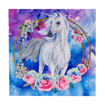 Unicorn Garland 18x18cm Crystal Art Card