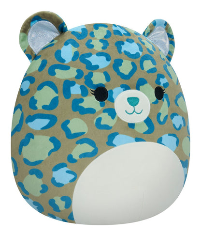 Enos the Dark Green Leopard, a 12" Squishmallows plush toy who is made for hugging and squeezing.