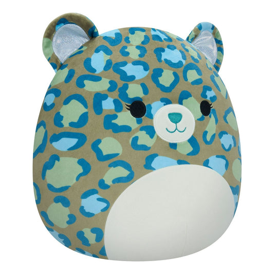 Enos the Dark Green Leopard, a 12" Squishmallows plush toy who is made for hugging and squeezing.