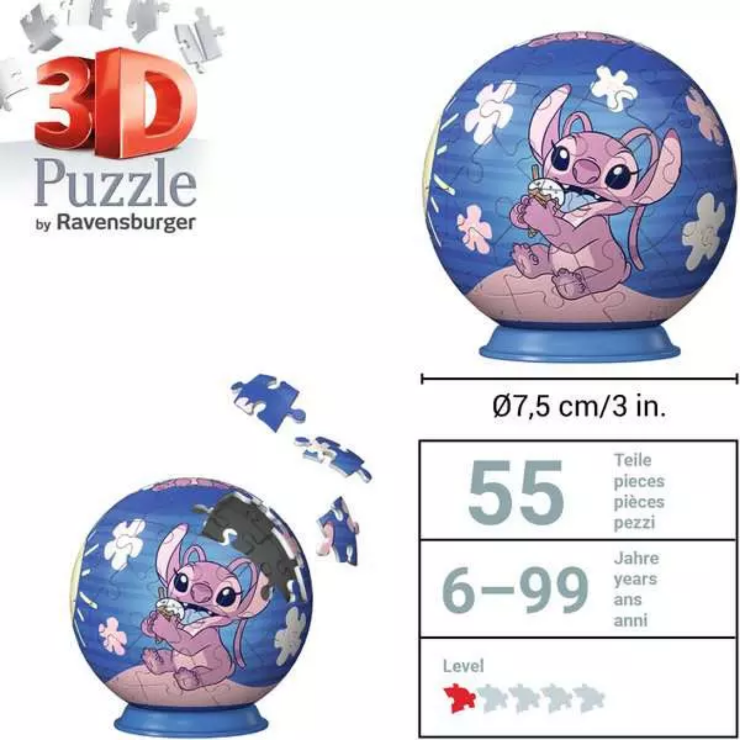 Ravensburger 3D Puzzle Ball Stitch & Friends - 54 Pieces