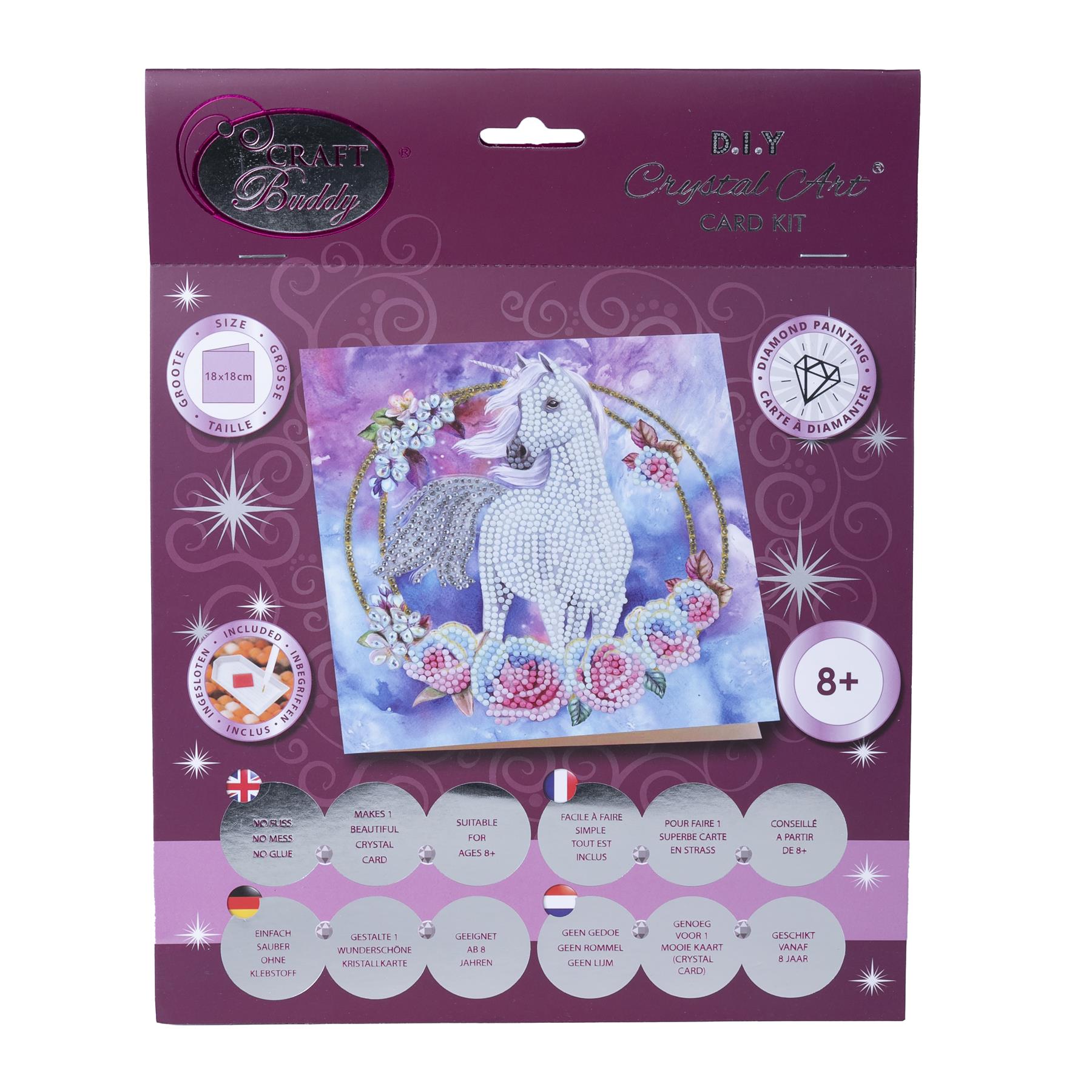 Unicorn Garland 18x18cm Crystal Art Card