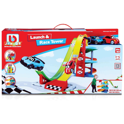 Bb Junior Bburago LAUNCH & RACE TOWER VW VOLKSWAGEN BEETLE & BUGATTI DIVO Preschool Playset Toy