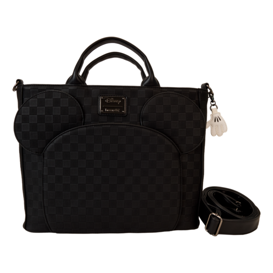Loungefly - Disney Mickey Mouse Black Chequer Convertible Tote Bag to Backpack Bag