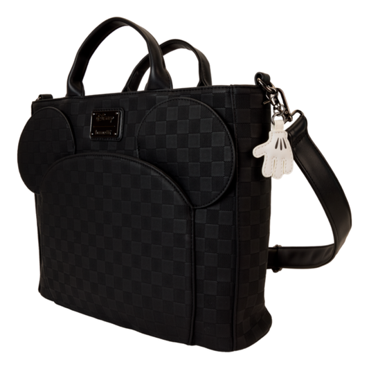 Loungefly - Disney Mickey Mouse Black Chequer Convertible Tote Bag to Backpack Bag