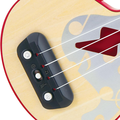 Hape Learn with Lights Ukulele-Red Electric with Tunable Strings & Guiding Lights