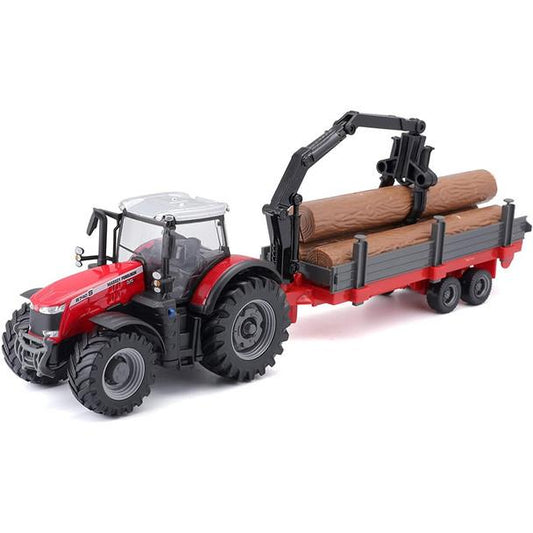Massey Ferguson Tractor with Log Loader and Trailer 8740S 10cm