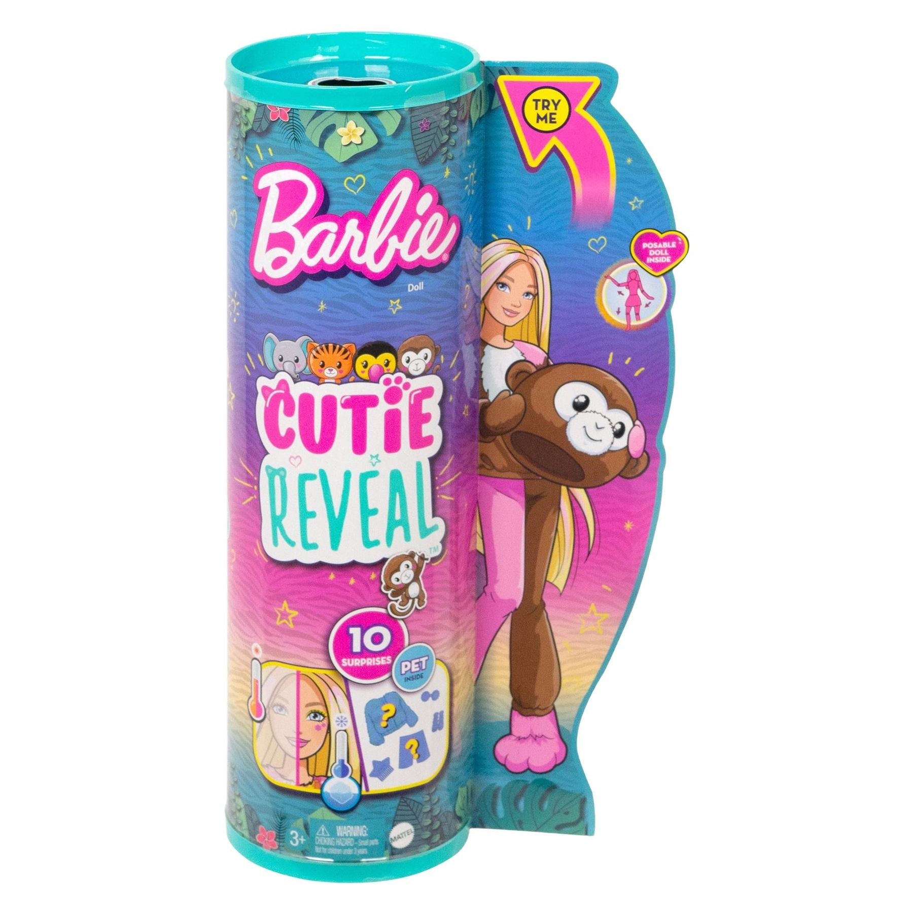 Barbie Dolls and Accessories, Cutie Reveal Doll with Tiger Plush Costume & 10 Surprises Including Color Change, Jungle Series, Cutie Reveal Doll with Monkey Plush Costume, Barbie Dolls and Accessories, Cutie Reveal Doll with Toucan Plush Costume & 10 Surprises Including Color Change, Jungle Series, official licensed barbie toy, barbie's iconic home, make your own, barbie doll, spencer doll, chelsey doll, barbie, skipper, barbie beach, barbie beach house, barbie beach house, barbie beach bungalow, barbie bea