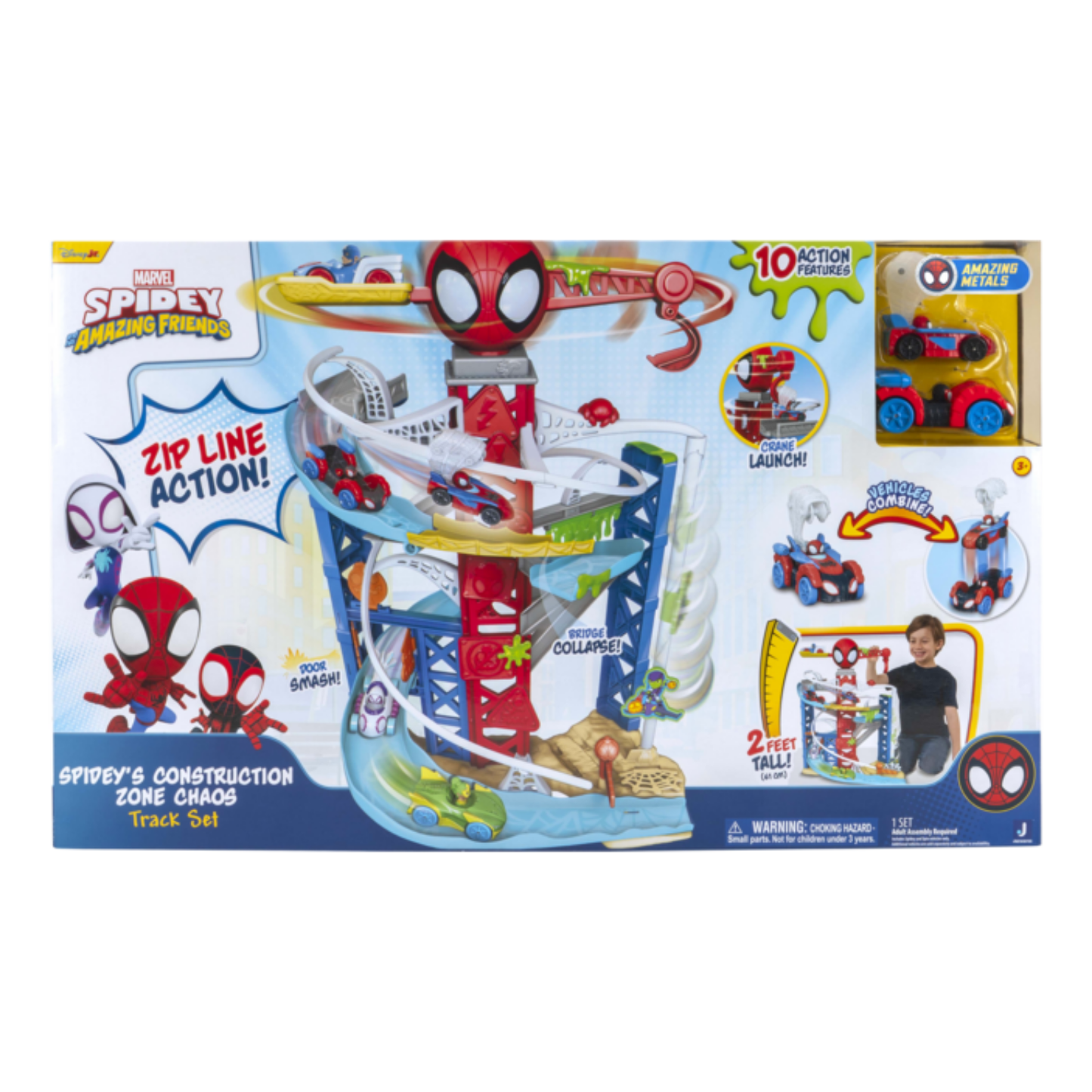 MARVEL Spidey and His Amazing Friends Construction Zone Chaos Track Set