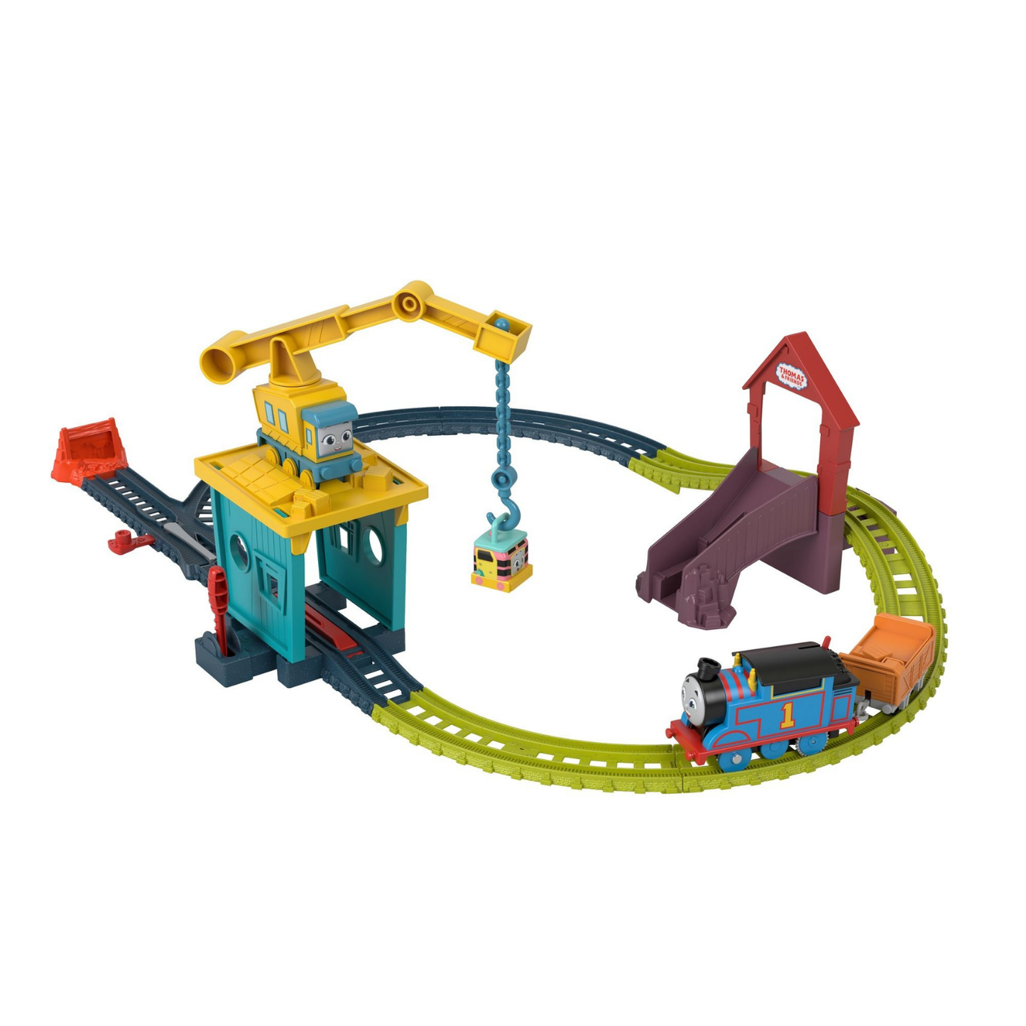Thomas & Friends Motorized Toy Train Set Fix 'em Up Friends with Carly the Crane & Sandy the Rail Speeder