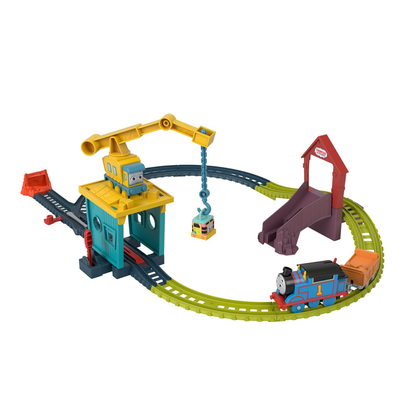 Thomas & Friends Motorized Toy Train Set Fix 'em Up Friends with Carly the Crane & Sandy the Rail Speeder