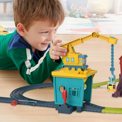 Thomas & Friends Motorized Toy Train Set Fix 'em Up Friends with Carly the Crane & Sandy the Rail Speeder