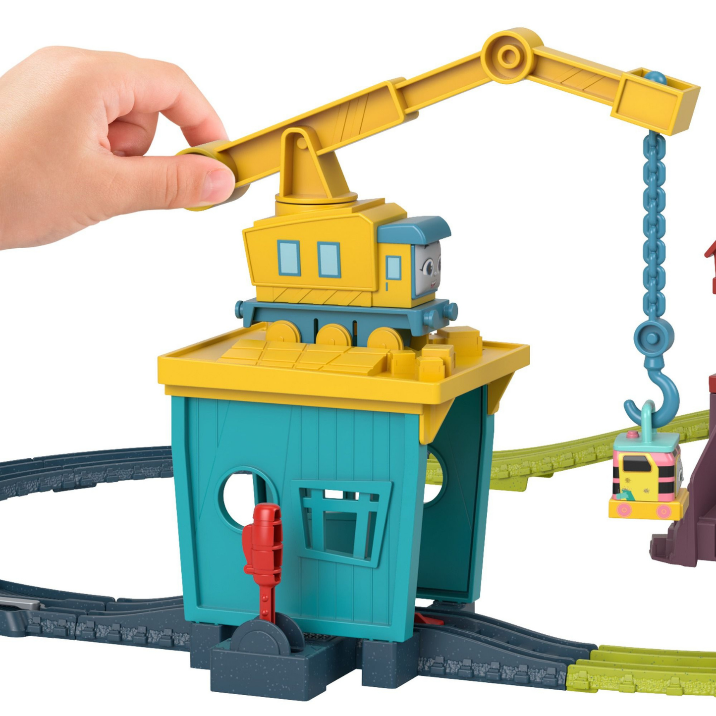 Thomas & Friends Motorized Toy Train Set Fix 'em Up Friends with Carly the Crane & Sandy the Rail Speeder