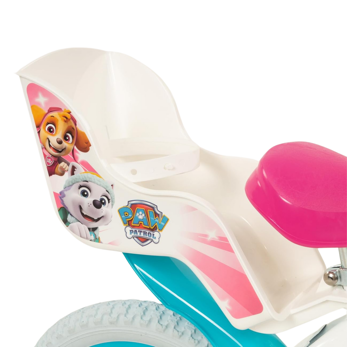 Toimsa Paw Patrol Skye and Everest, 14" Bicycle with Basket, Doll Seat and Training Wheel Stabilisers