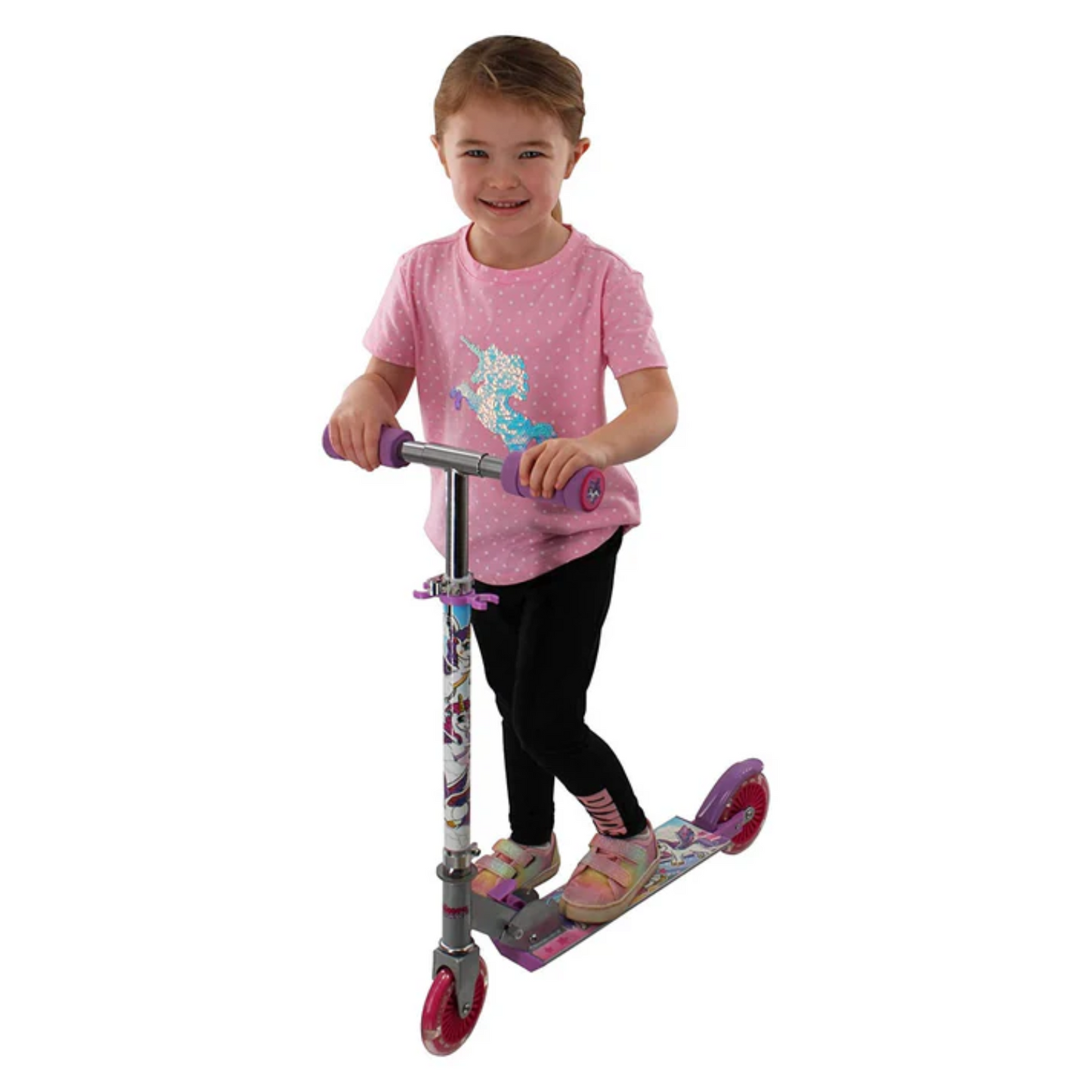 Ozbozz Unicorn Dreamland Light up Folding Scooter 5+ Flashing Wheels