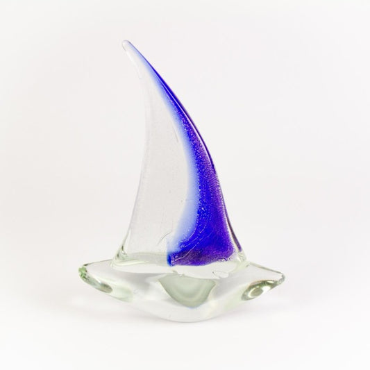 Nauticalia Glass Sailing Boat, blue/clear, 25cm 51827