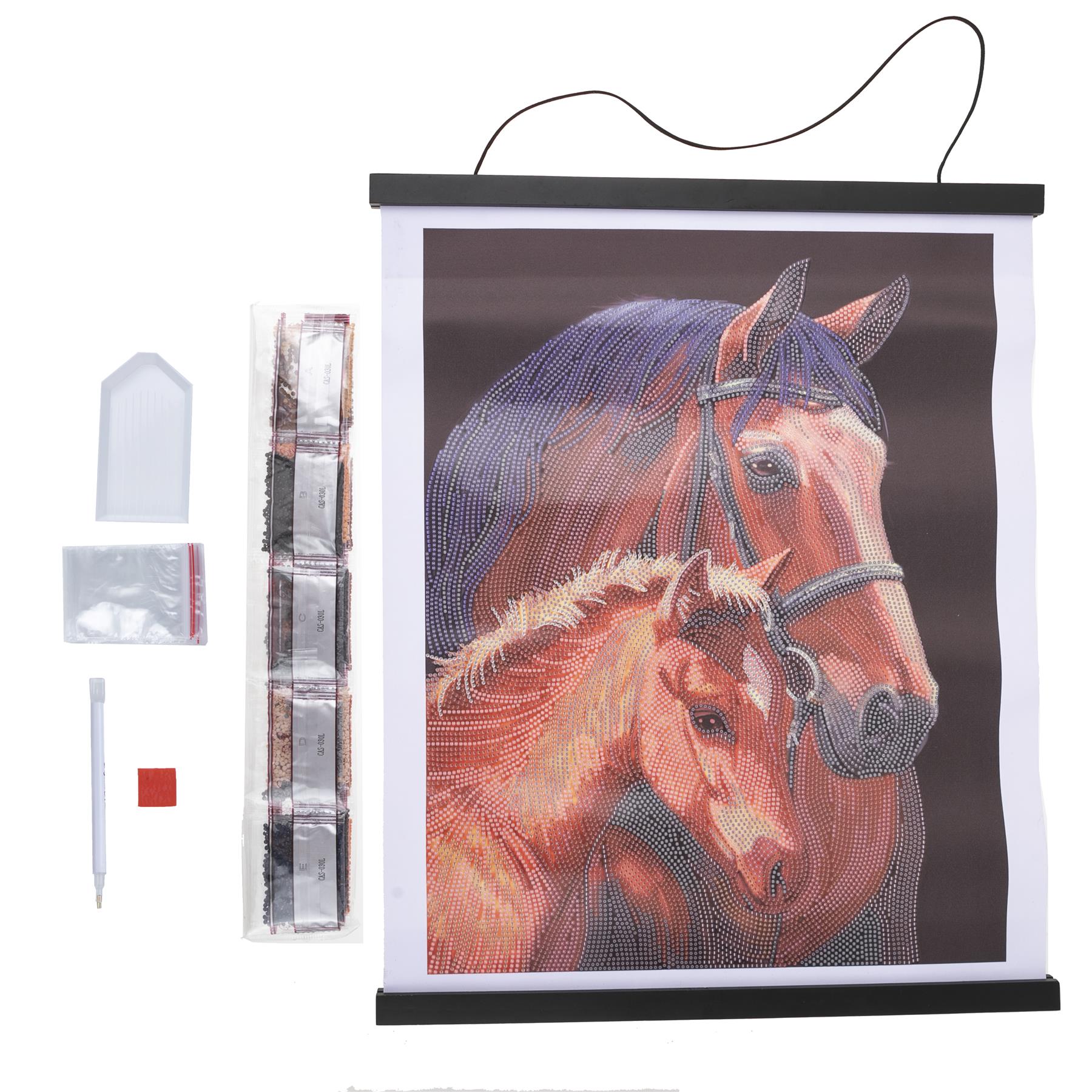 Chestnut Mares 35x45cm Crystal Art Scroll