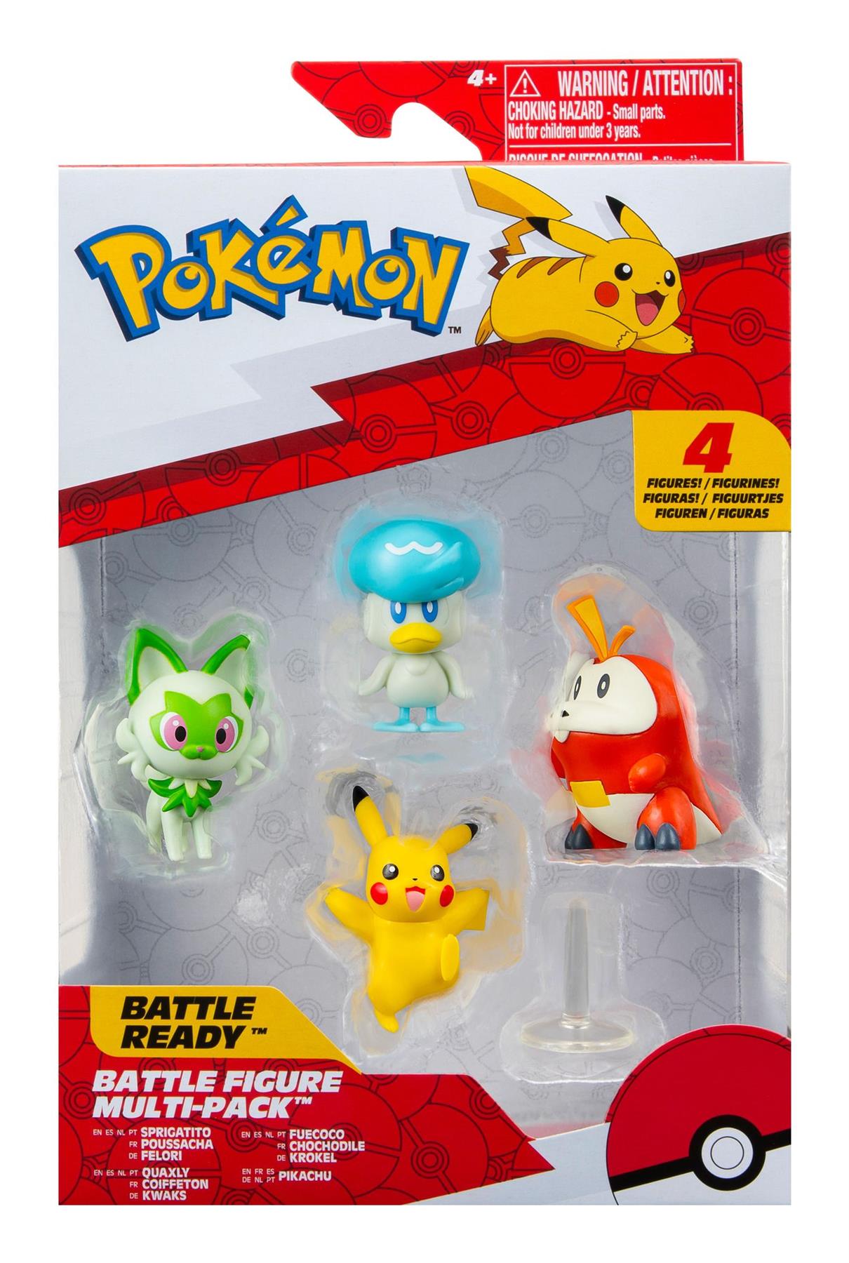 Pokémon Paldea Starters (Sprigatito, Fuecoco and Quaxly) and Pikachu Battle Figure 4-Pack