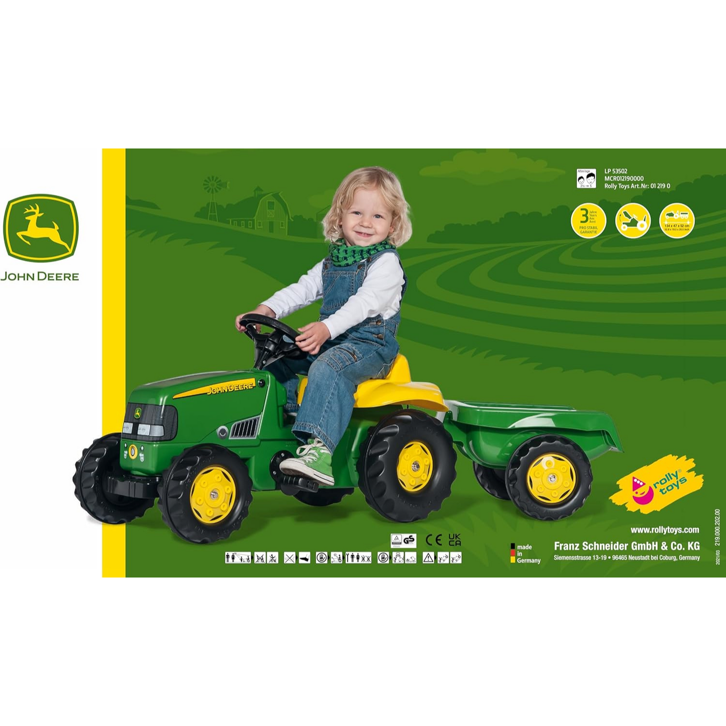 RollyKid John Deere Tractor with Trailer