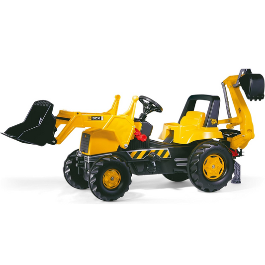 Rolly JCB Tractor with Frontloader and Rear Excavator, Yellow