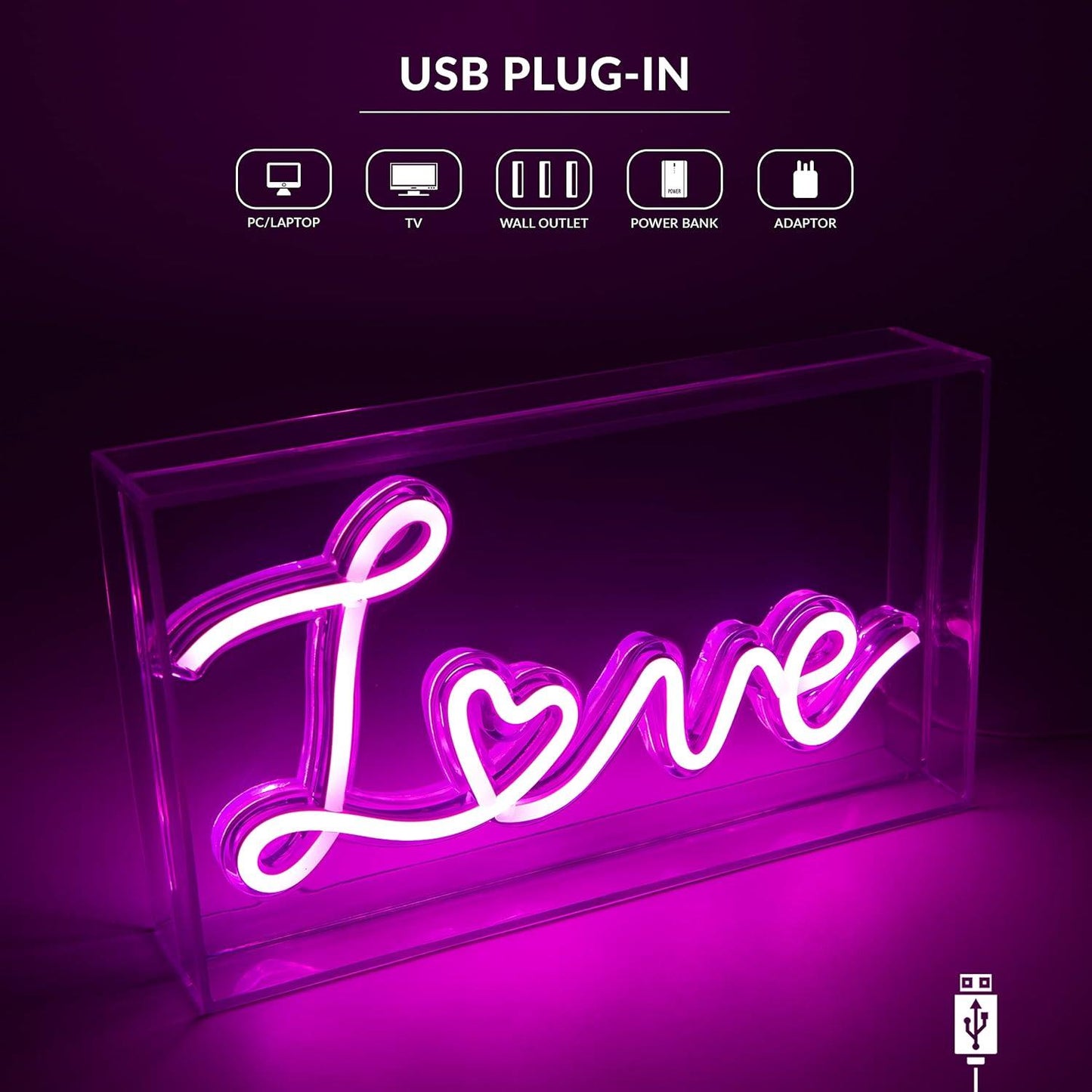 Love Acrylic Box Neon Light