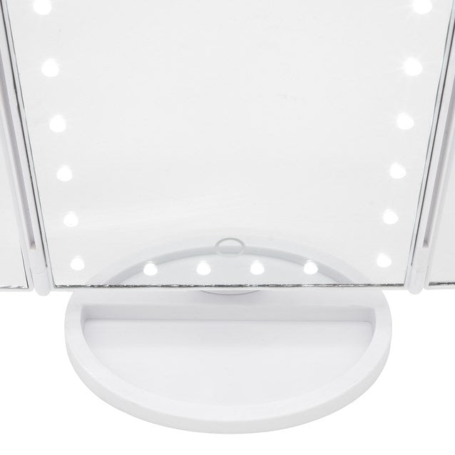 Foldable Compact LED Mirror - White